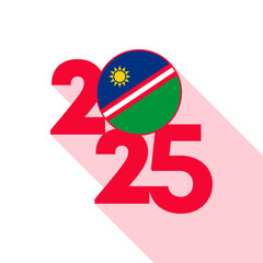 2025 banner with Namibia flag inside. Vector illustration.