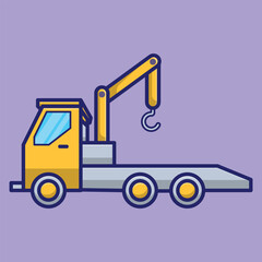 Crane Vehicle Cartoon Vector Icon Illustration. Building Transportation Icon Concept Isolated Premium Vector. Flat Cartoon Style
