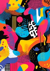 A colorful abstract painting with a lot of dots and splatters