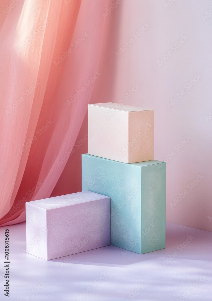 Aufkleber three boxes stacked on top of each other, each with a different color