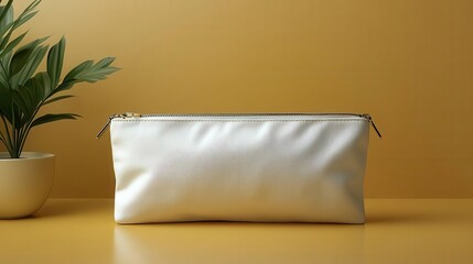 clear cotton cosmetic clutch mockup isolated against a plain background showcasing a versatile accessory design perfect for beauty and fashion branding