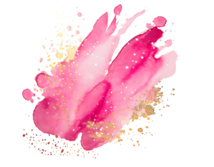 Shiny pink brush watercolor painting Splash on a white isolated background. Generative AI.