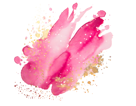 Shiny pink brush watercolor painting Splash on a white isolated background. Generative AI.