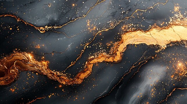 A minimalist pastel black marble texture with thin golden veins weaving gracefully, offering a serene and luxurious vibe