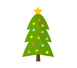 Christmas tree cute cartoon icon on transparent background. PNG illustration.