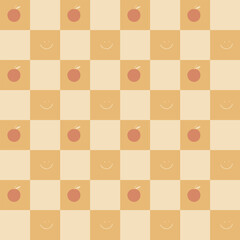 Checkered orange plaid seamless pattern. Hand drawn orange checkered seamless pattern. Orange checkered Print for cloth design, textile, fabric. Cute plaid orange seamless pattern