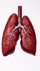 Human Lungs Anatomy, Respiratory System Illustration, Medical Diagram, Pulmonary Vessels