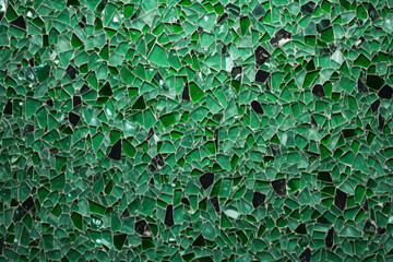 Fototapeta premium Processed collage of green terrazzo floor surface texture. Background for banner, backdrop