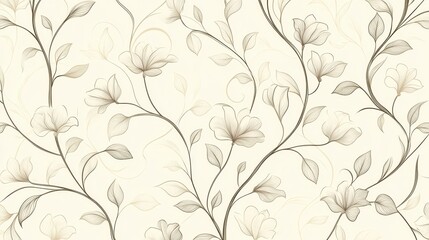 Delicate Floral Wallpaper Pattern with Soft Neutral Tones