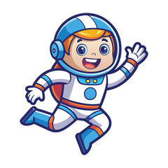Fototapeta premium Happy Astronaut Jumping Cartoon Vector Icon Illustration.