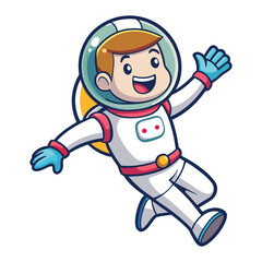 Obraz premium Happy Astronaut Jumping Cartoon Vector Icon Illustration.
