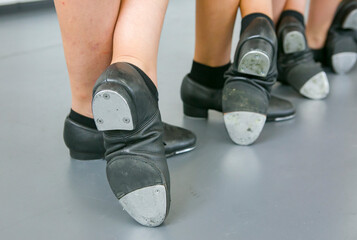 Step dancers in dance shoes