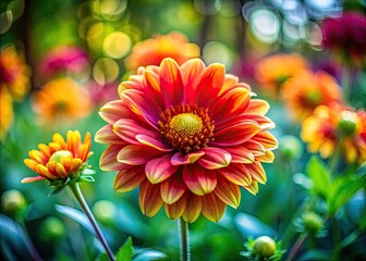 Fototapeta premium Vibrant Blooming Flower in a Lush Garden Setting Showcasing Nature's Beauty and Diversity