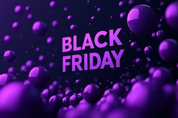 Black Friday ad with floating purple balloons.
