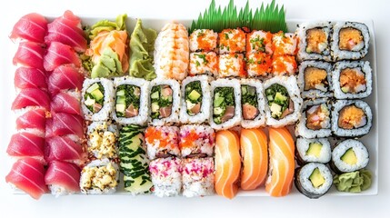 Colorful Sushi Platter with Fresh Ingredients
