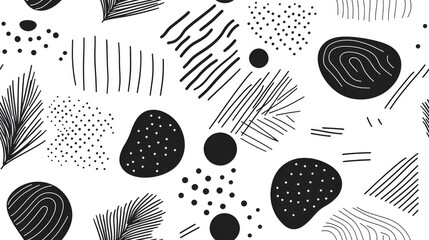 Minimalist pattern with simple line art seamless pattern. Cute abstract geometric background