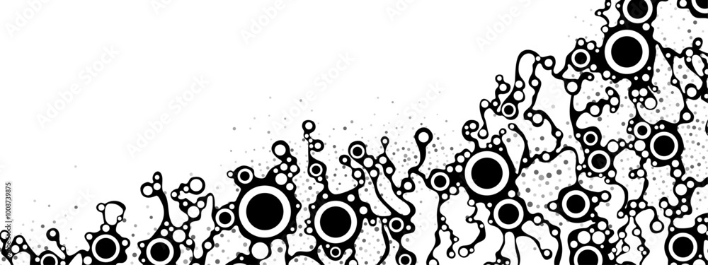 Aufkleber monochrome mesh background frame. texture of chaotic circles, dots. сosmic path. internet is a web. 