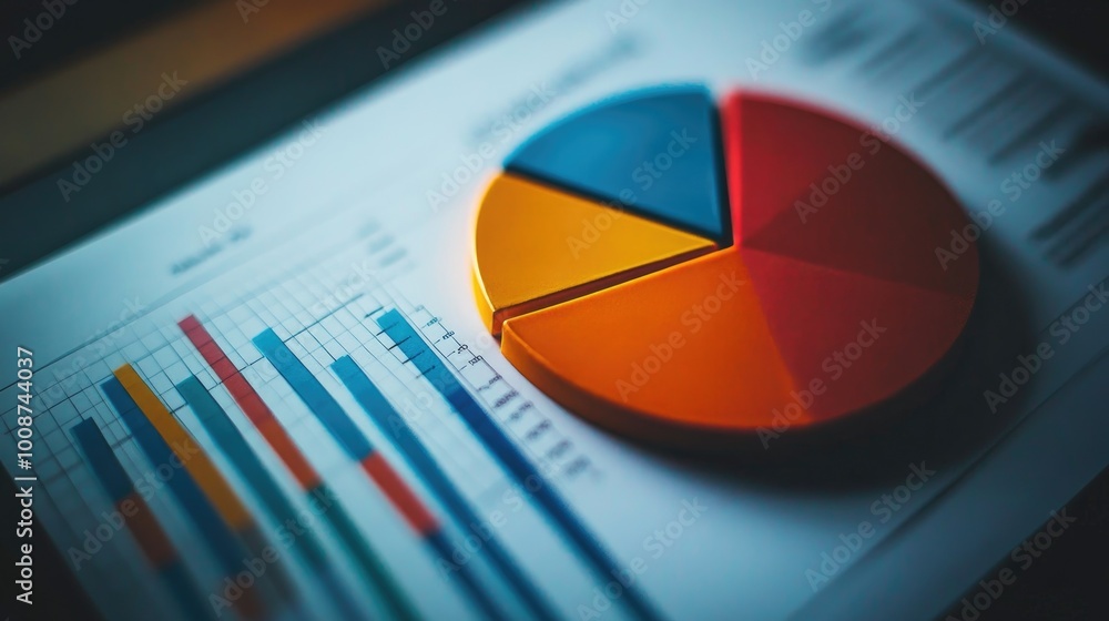 Poster data analysis with charts and diagrams in focus