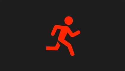 An icon illustration image of a single running person, runner man figure, logo