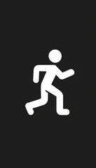An icon illustration image of a single running person, runner man figure, 
