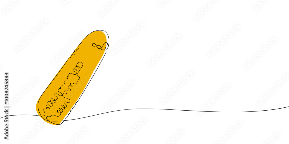 Poster a single line drawing of a corn. continuous line thanksgiving icon in color. one line icon. vector i