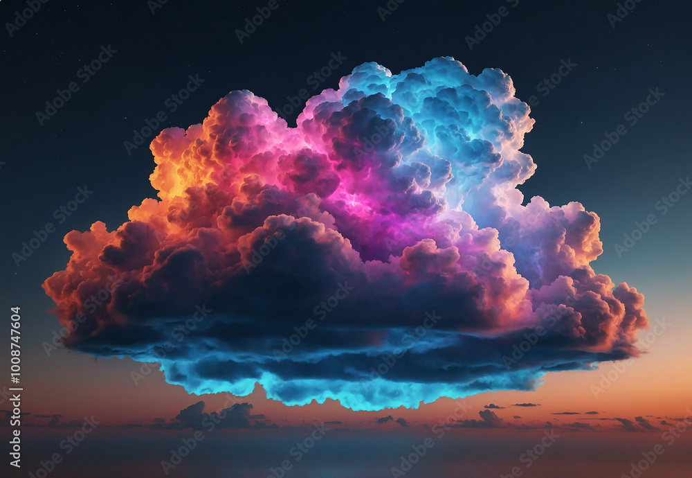Poster colorful clouds of technology with glowing lights embedded within