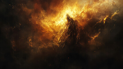 Fototapeta premium The flames danced and crackled in the darkness.