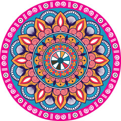Colorful Mandala With Floral Shapes For Invitation Arabesque Style