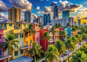 Vibrant Miami Florida Neighborhoods Showcasing Colorful Architecture and Lush Tropical Landscapes