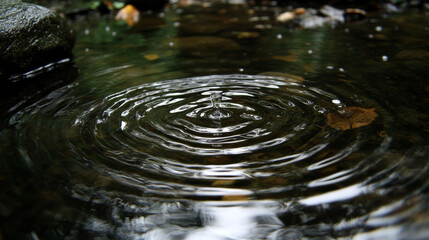 The water was moving in small waves, like a ripple, as the rain fell.