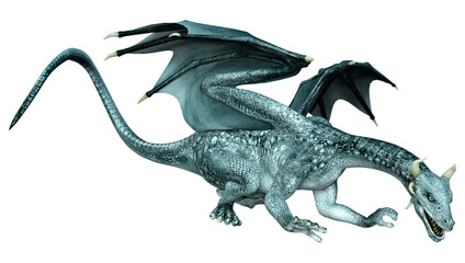 3D Rendering Fairy Tale Dragon on White