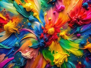 Vibrant Painted Brushstrokes and Splats Creating an Artistic Colorful Abstract Background Texture