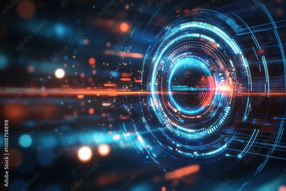 Poster a futuristic sci-fi glowing hud element. abstract hi-tech background. an interface with a virtual re