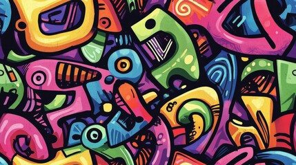 Obraz premium Abstract urban street art graffiti seamless pattern. Urban style modern background wallpaper