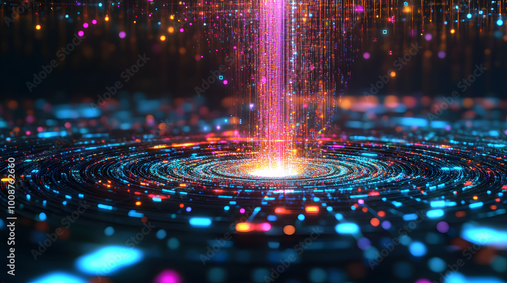 Poster big data. business and digital technologies. data flow in a secure system. wireless systems, globali