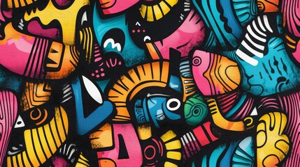 Obraz premium Abstract urban street art graffiti seamless pattern. Urban style modern background wallpaper