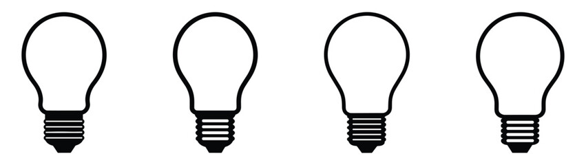 Bulb lamp icons set. Editable stroke.