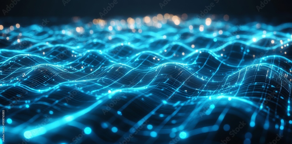 Poster background blurred business finance graphic with digital line and element virtual design in blue and
