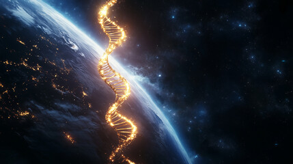 Fototapeta premium DNA Molecule Against the Infinite Cosmos