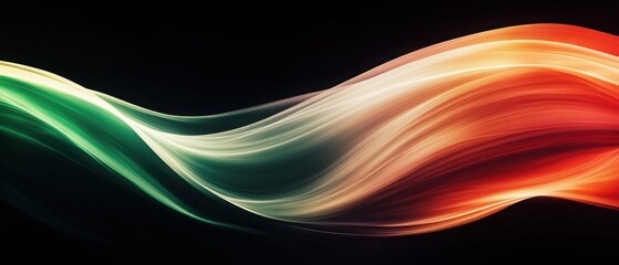 Design a sleek Italian flag, with each color softly glowing and blending into a gradient from green to white to red, symbolizing elegance and national pride.
