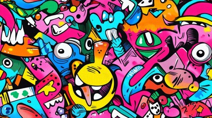 Abstract urban street art graffiti seamless pattern. Urban style modern background wallpaper