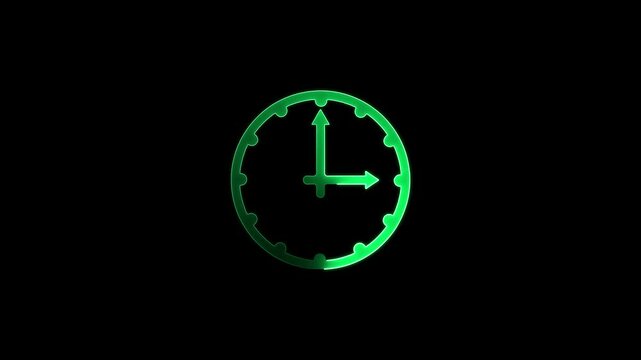 Abstract Neon Clock animated on black background