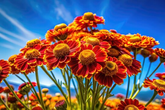 Vibrant Ursinia Flowers in Bloom Against a Clear Blue Sky Showcasing Nature's Colorful Beauty