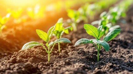 A lush tobacco plantation stretches under the bright sun, showcasing vibrant green leaves and rows of plants, highlighting the beauty of agricultural landscapes