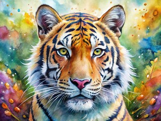 Naklejka premium Vibrant Watercolor Animal Paintings Showcasing Nature's Beauty and Diverse Wildlife in Art Form