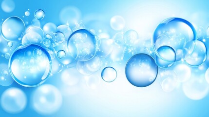 Realistic illustration of a transparent liquid substance with air bubbles. Oil drops, collagen serum, hyaluron skin essence smear, aqua purity. Abstract background.