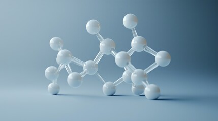 Obraz premium White Molecular Model on Blue Background