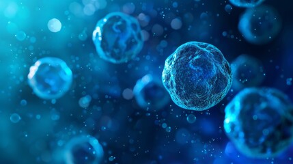 Naklejka premium A blue background with a bunch of blue spheres