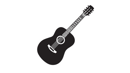 Fototapeta premium Guitar silhouette vector, simple and clean, white background, bold black lines on a solid white background, 