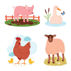 Cute Farm Animals Illustration